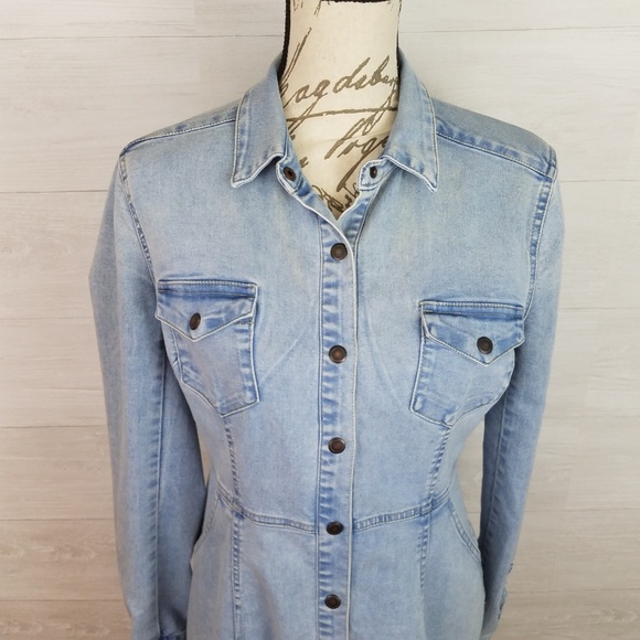 FREE PEOPLE Dynomite Light Denim Mini Dress XS - Picture 5 of 7